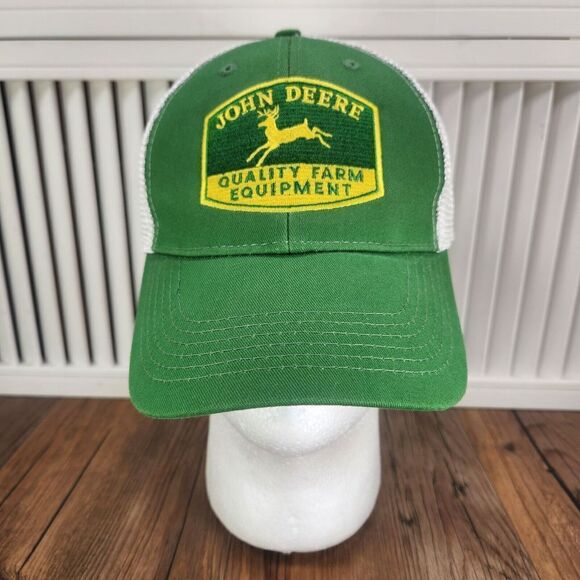 John Deere Hat Cap Strap Back Green Embroidered Farmer Farm Mens Tractor Field - Picture 2 of 10